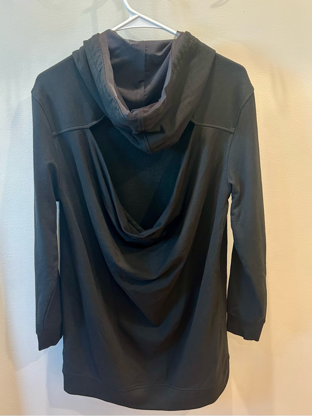 Victoria Sport Open Cutout Drape Back Tunic Hoodie Sweatshirt Black S